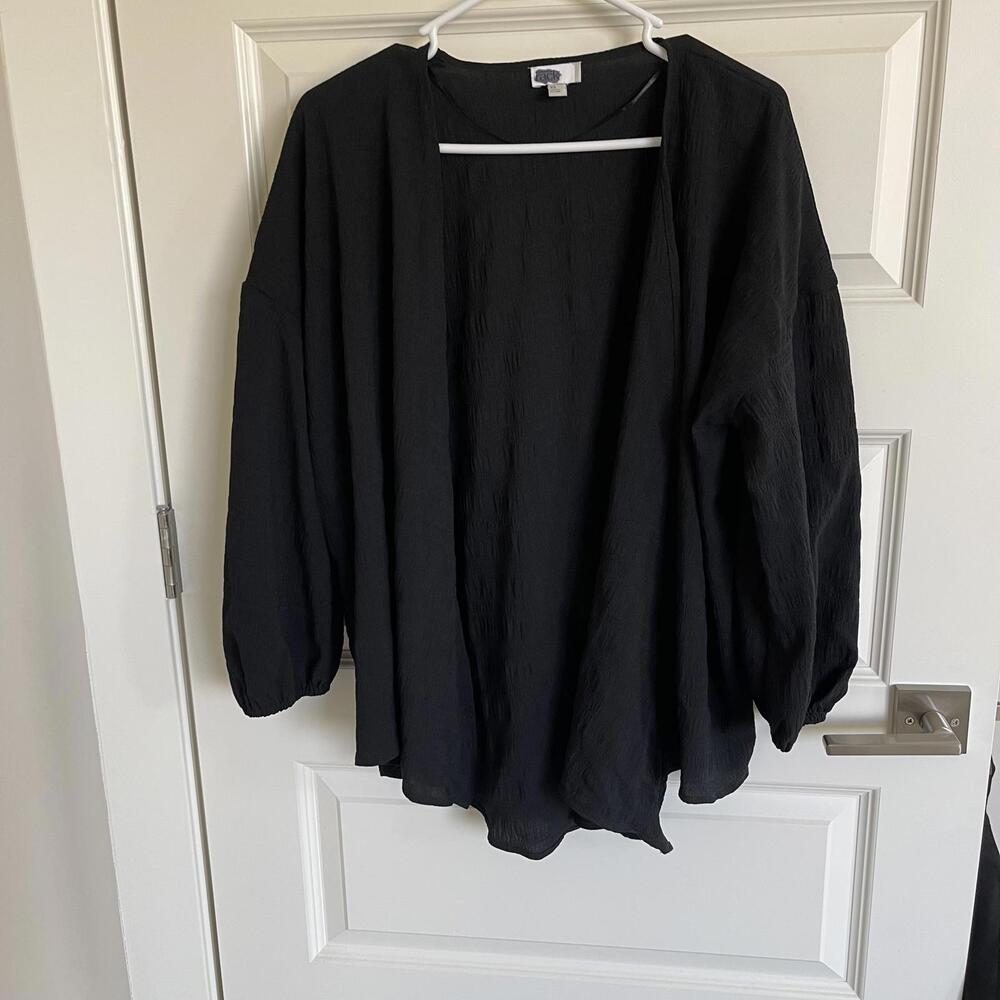Nordstrom Rack Black Textured Open Front Cardigan XS